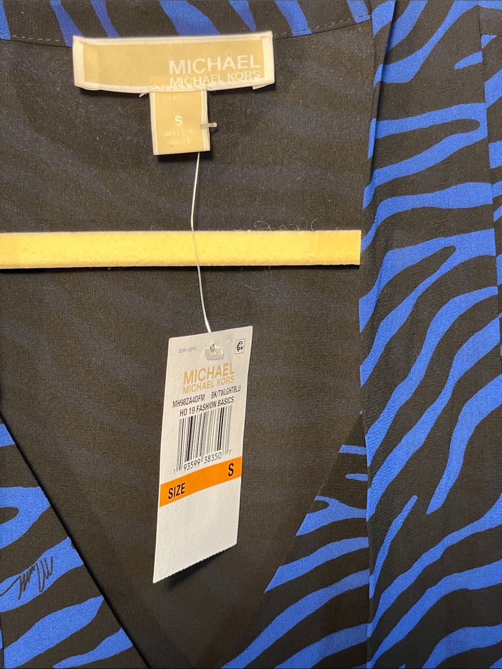 Michael Kors Blue Zebra Print Flutter Sleeve Dress – NWT Size Small - Picture 3 of 6